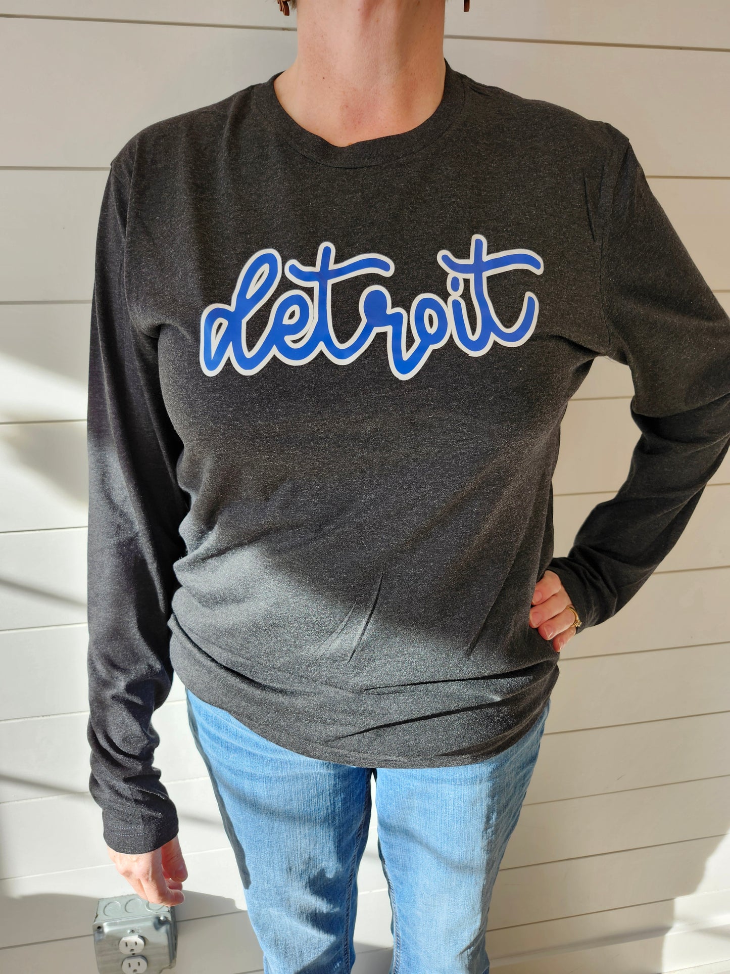 Detroit Script Black Long Sleeve