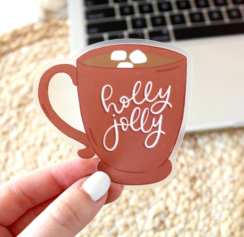 Holly Jolly Hot Chocolate Mug Sticker