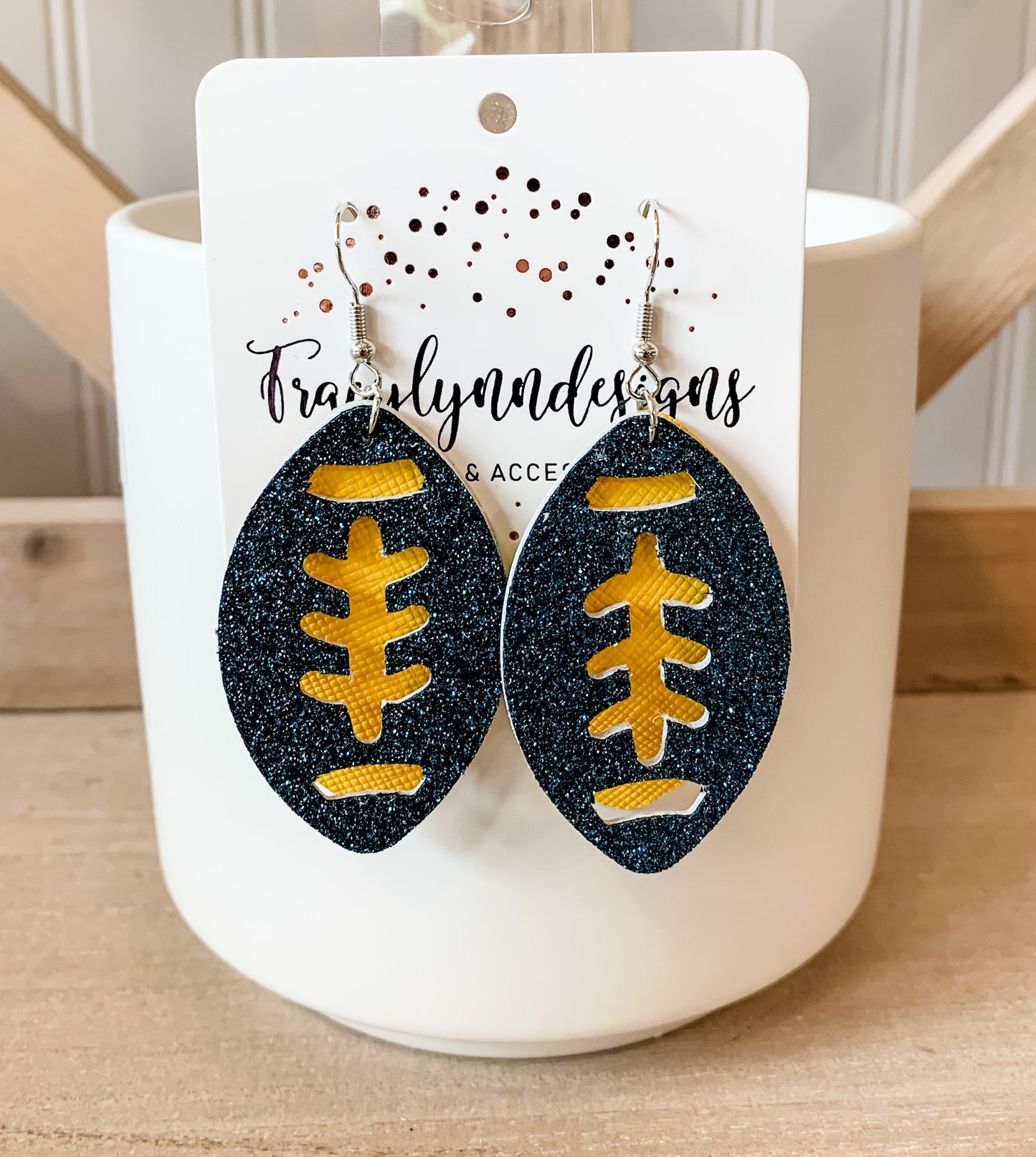 DeWitt School Spirit Earrings-Football