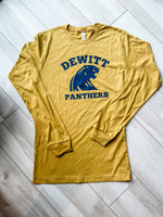 DeWitt Panthers Long Sleeve Tshirt~ Mustard