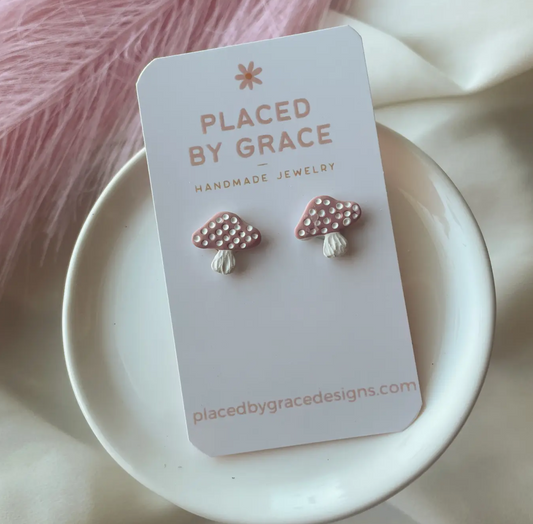 Pink Mushroom Studs