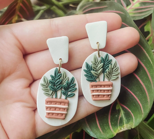 Potted Plant Dangle Earrings