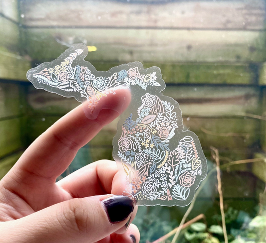 Michigan Clear Floral Sticker