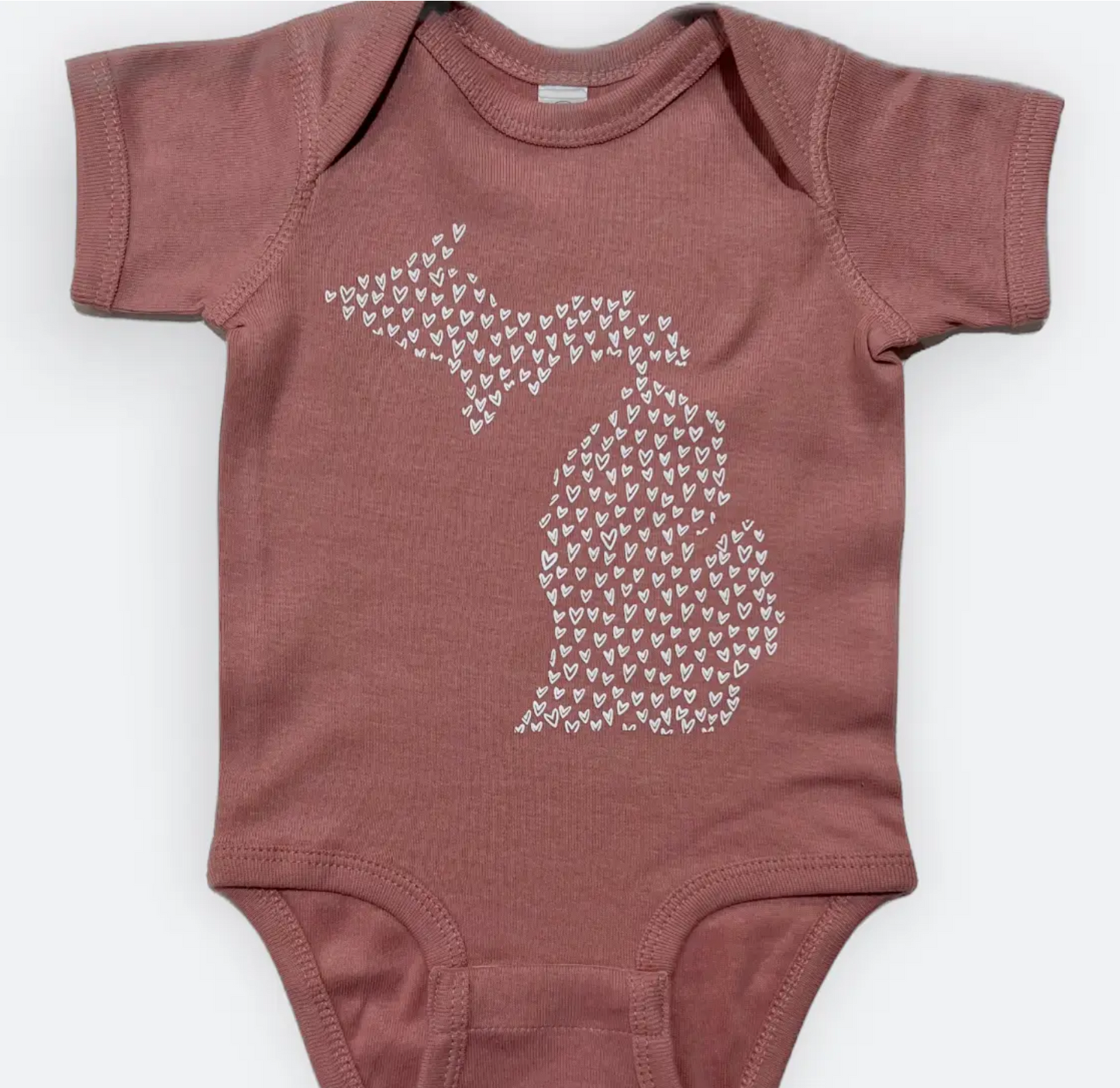 Mauve Michigan Hearts Onesie