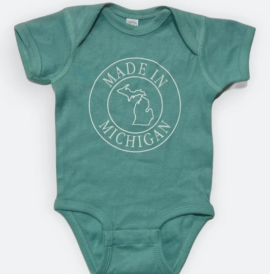 Made In Michigan Onesie - Sage