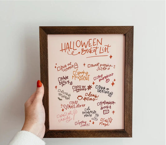 Halloween Bucket List -Framed Wooden Sign