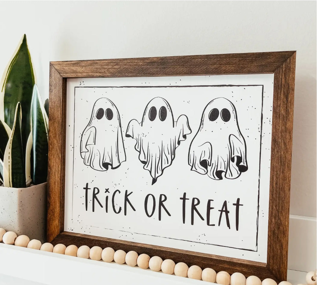 Trick or Treat -Framed Wooden Sign
