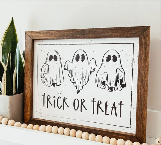 Trick or Treat -Framed Wooden Sign