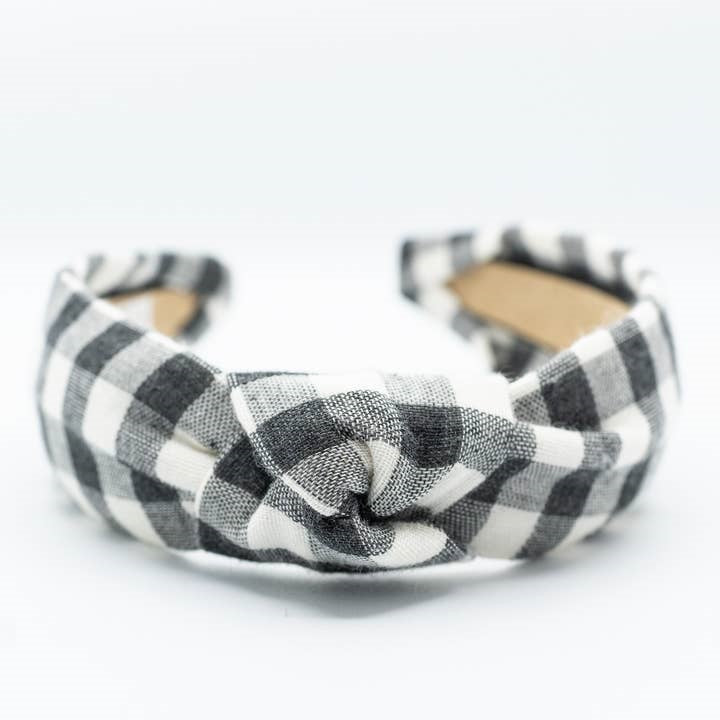 Black & White Buffalo Plaid Knotted Headband