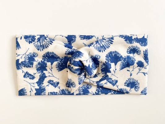 Blue Floral Twist Headband for Kids