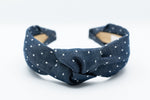 Blue Polka Dot Knotted Headband