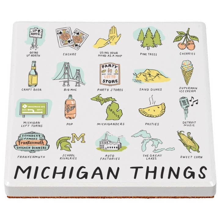 Michigan Things Ceramic Coaster