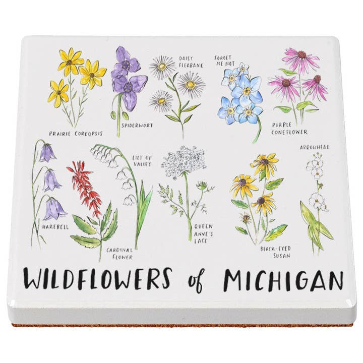Wildflowers of Michigan Ceramic Coaster