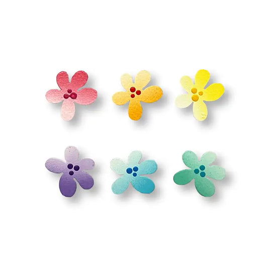 Pastel Rainbow Flower Magnets - Set of 6