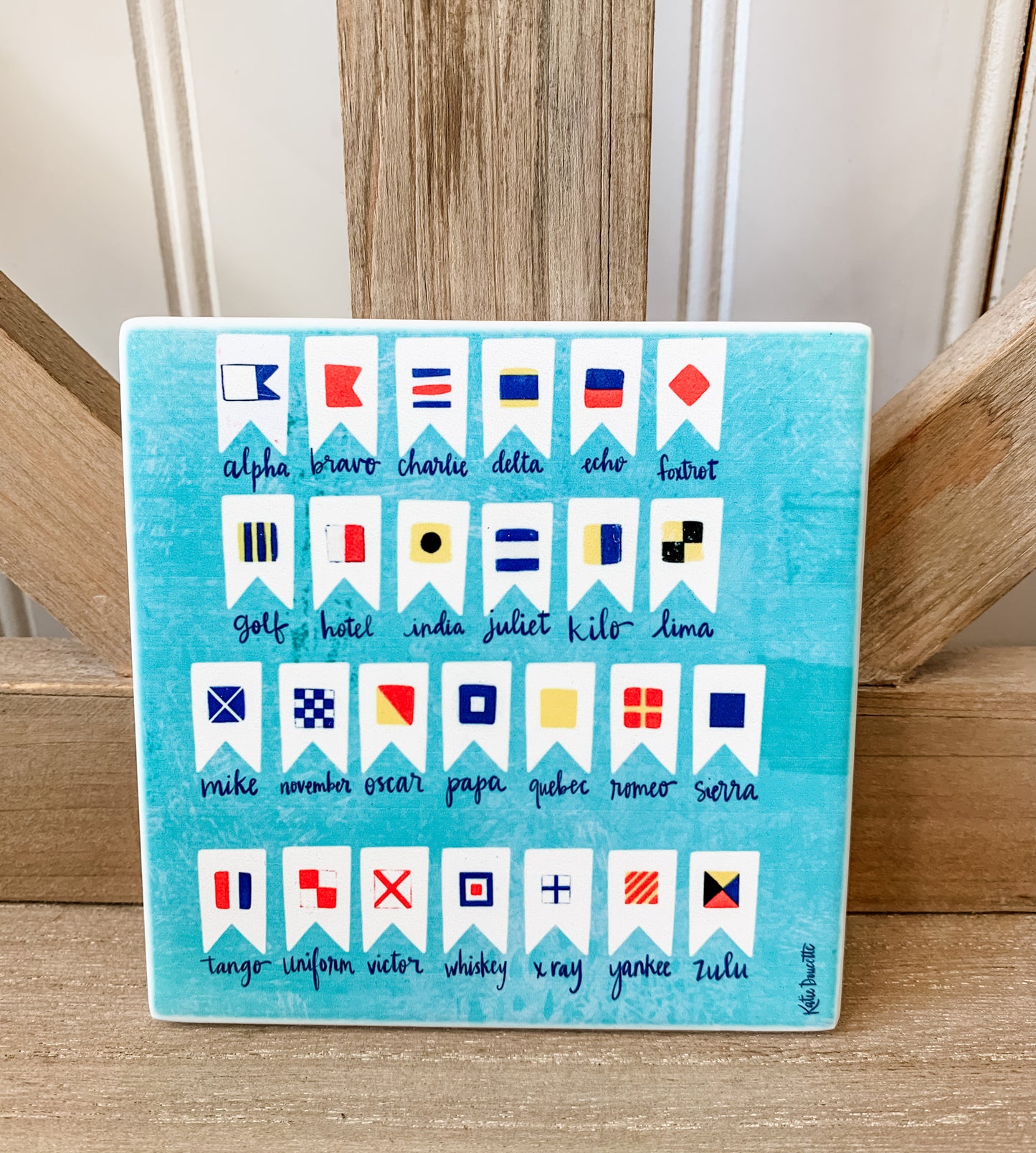 Sandstone Coaster - Nautical Alphabet