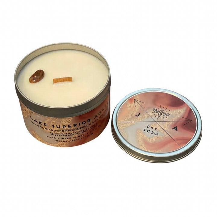 Lake Superior Agate Wooden Wick - 11oz Candle