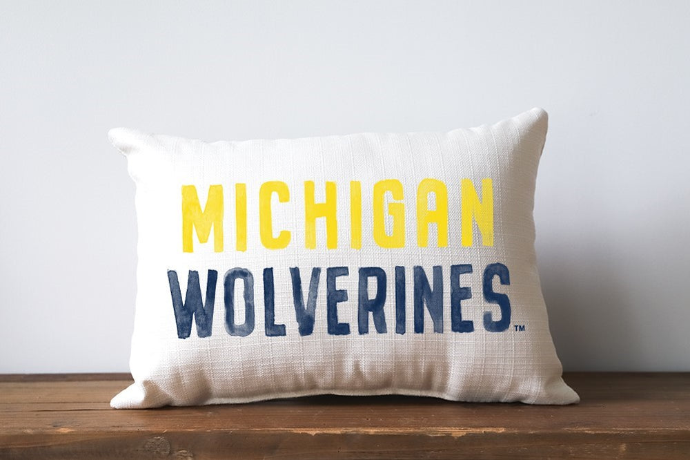 Michigan Wolverines Poster Tones Pillow