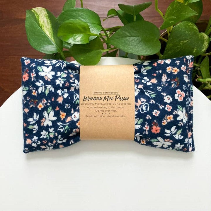 Navy Floral Weighted Lavender Mini Pillow