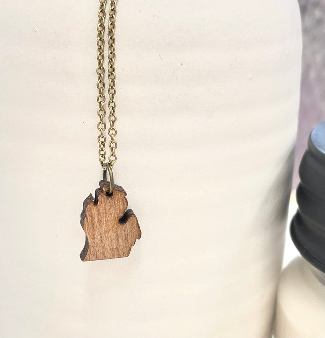 Michigan Wooden Necklace