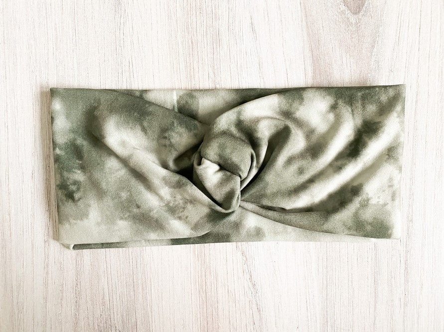 Olive Tie Dye Twist Headband for Kids