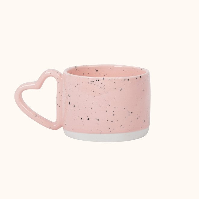 Heart-Handle Speckled Mug - Pink