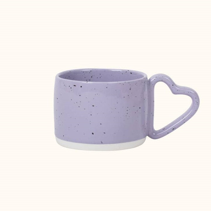 Heart-Handle Speckled Mug - Purple