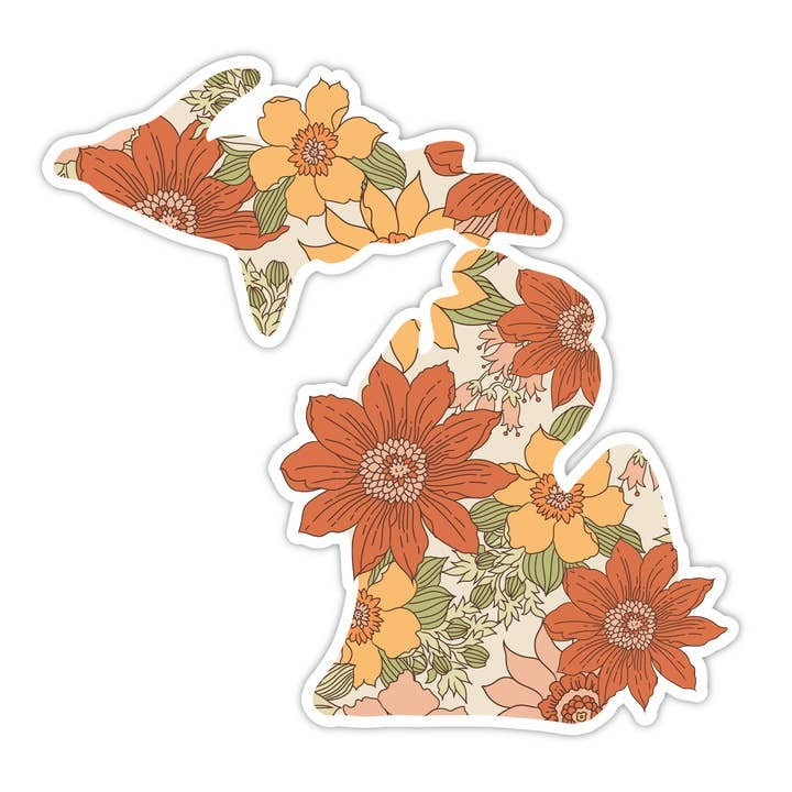 Retro Floral Michigan Sticker
