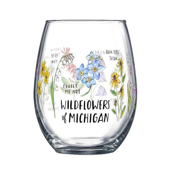Wildflowers of Michigan Wine Glass