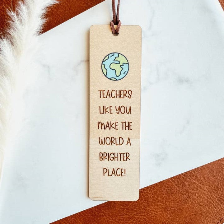 World Teacher Wooden Bookmark