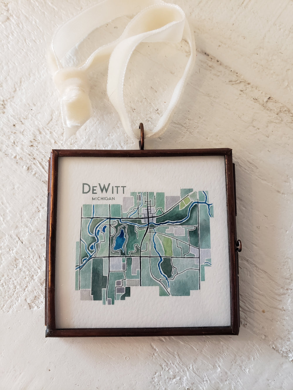 DeWitt Map Watercolor Ornament