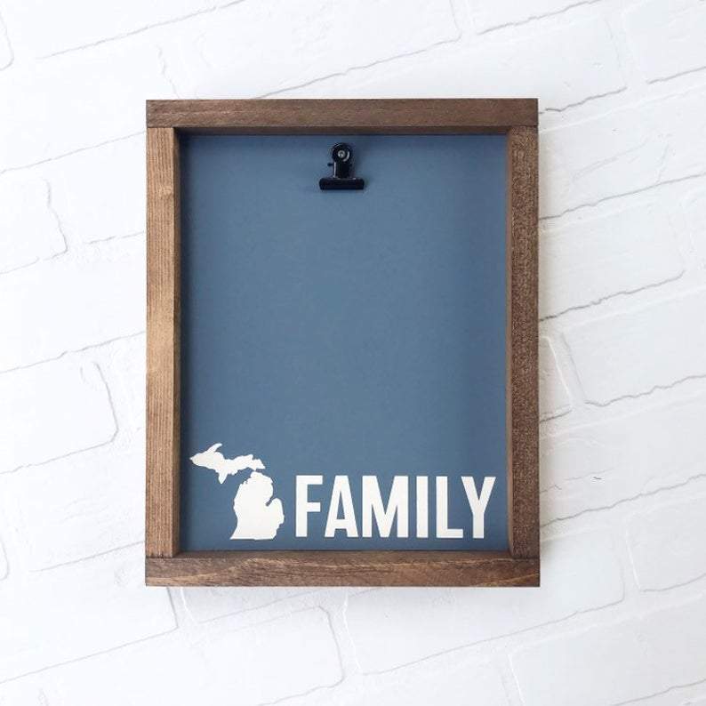 Michigan Family Picture Clip Framed Sign