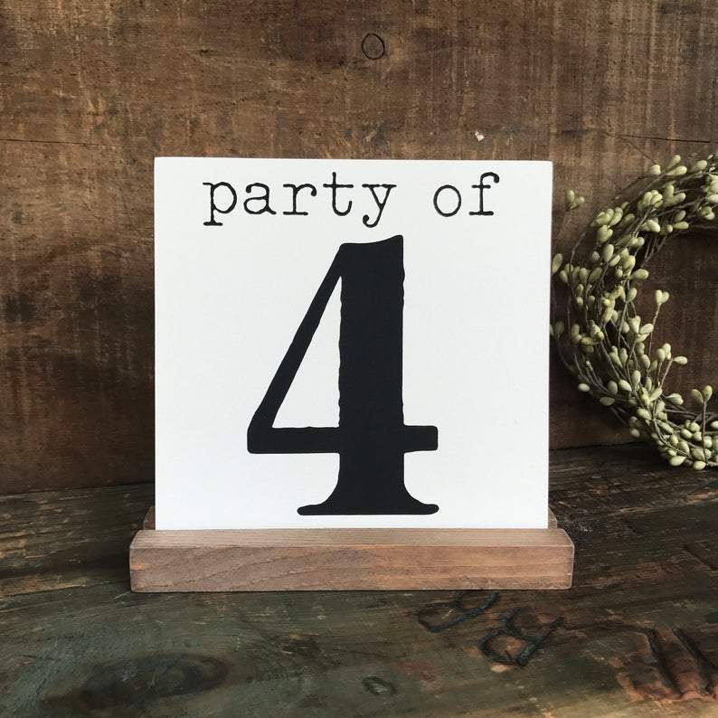 Party of 4 Mini Sign