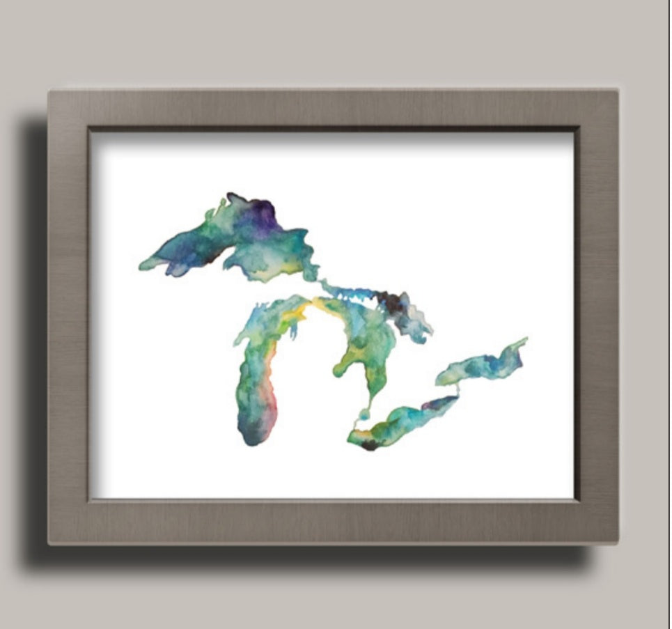 Pastel Great Lakes Watercolor