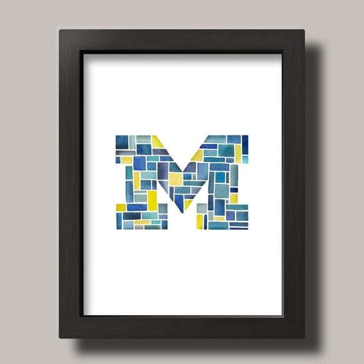 Block M Watercolor Print