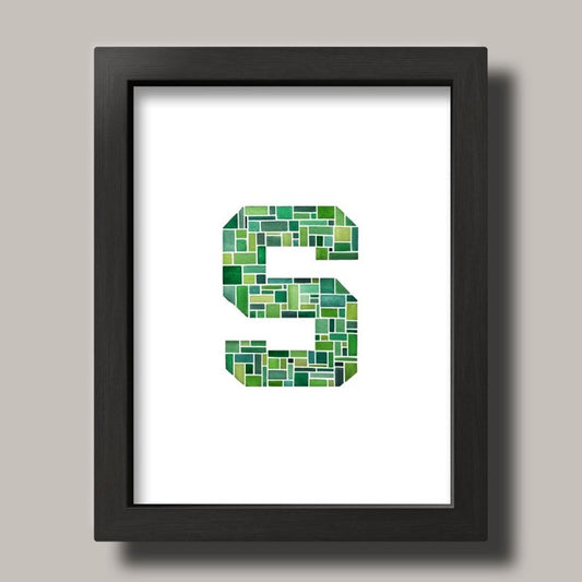 Block S Watercolor Print