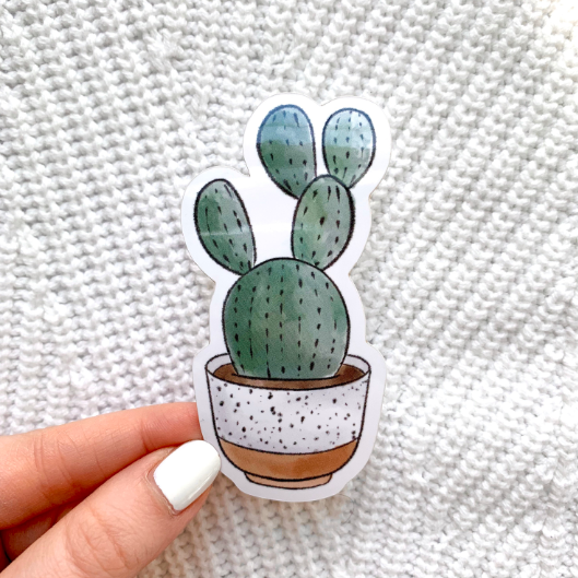 Watercolor Speckled Cactus Sticker