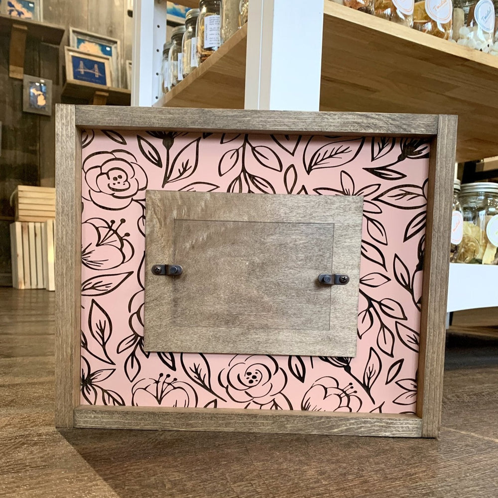 Floral Engraved Photo Framed Sign