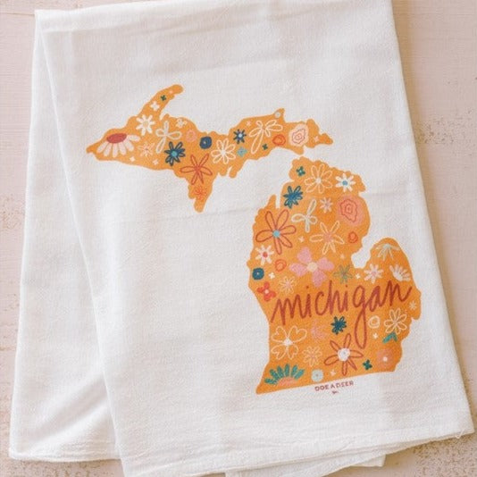 Michigan Floral Flour Sack Tea Towel