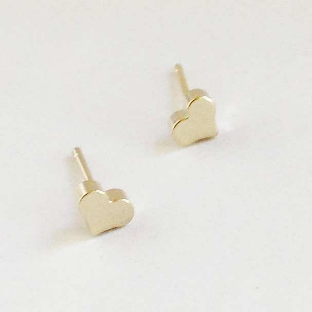 Mini Heart Post Earrings - Gold