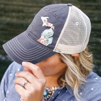 Vintage Floral Michigan Trucker Hat