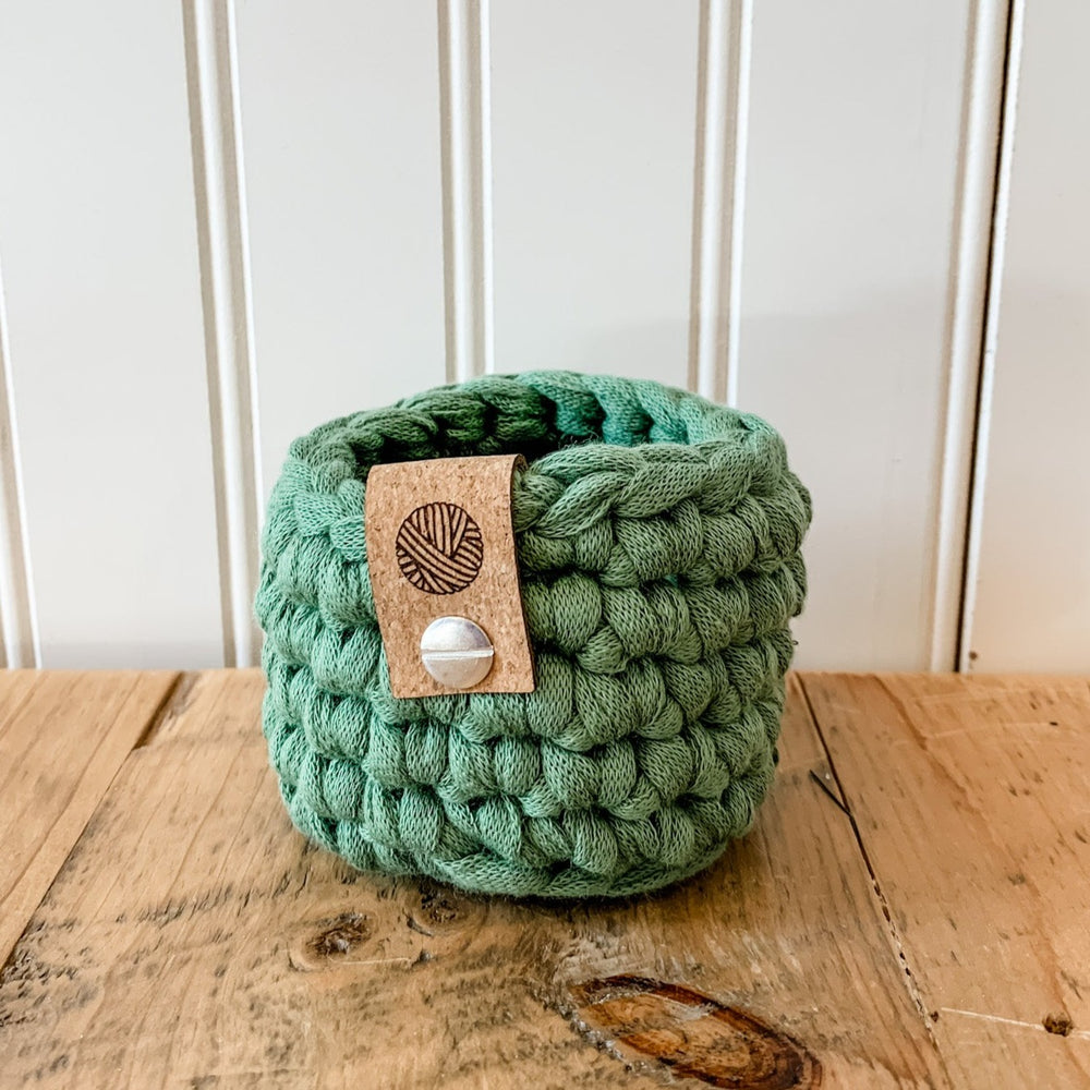 Sage Green Mini Boho Crochet Basket