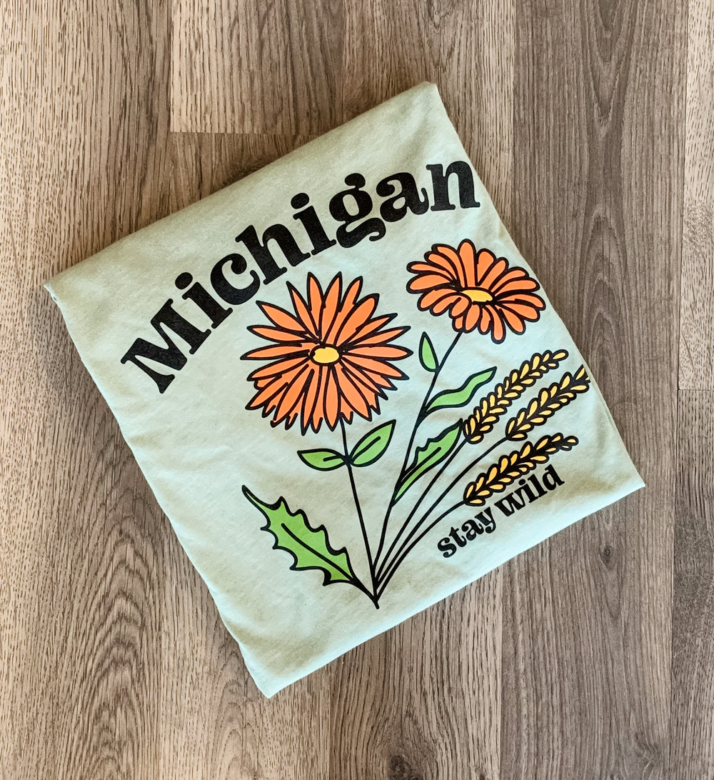 Michigan Stay Wild Graphic Tee - Green