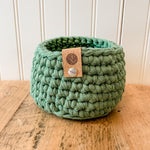 Sage Green Boho Crochet Basket