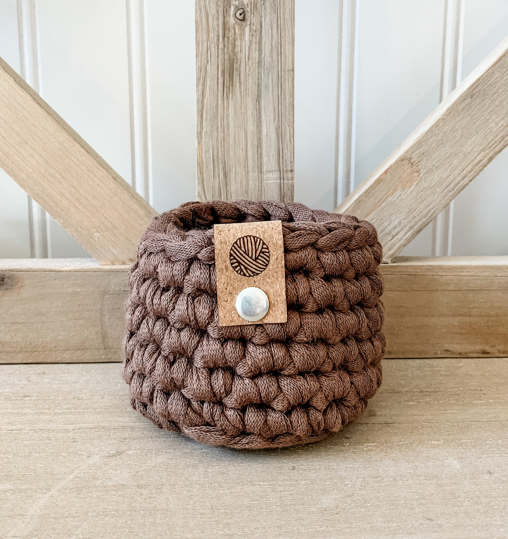 Brown Mini Boho Crochet Basket