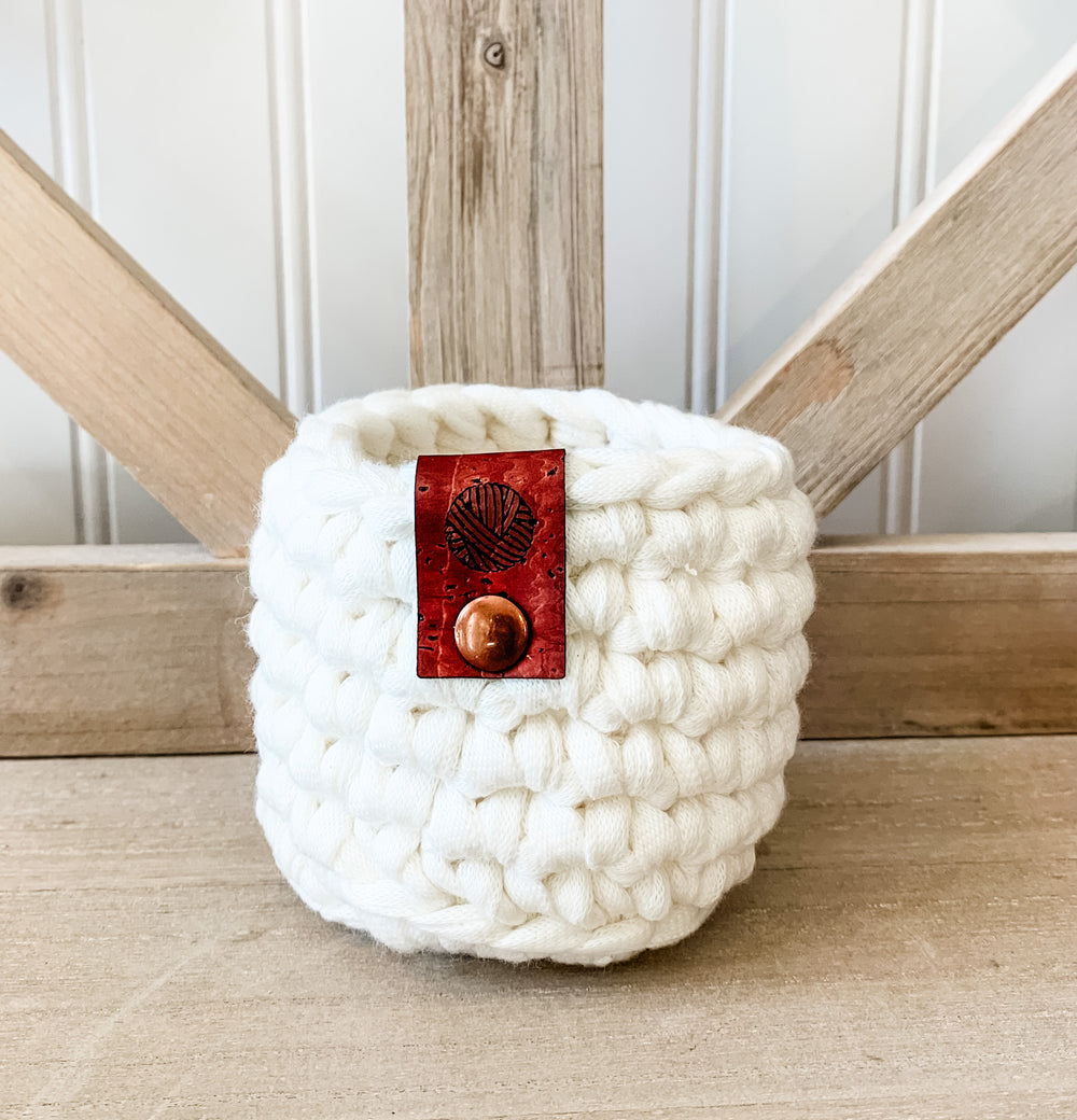 Natural White Mini Boho Crochet Basket