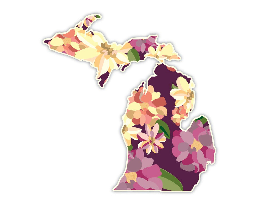 Floral Michigan Sticker