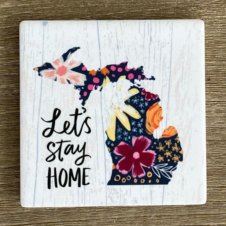 Let's Stay Home Sandstone Coaster