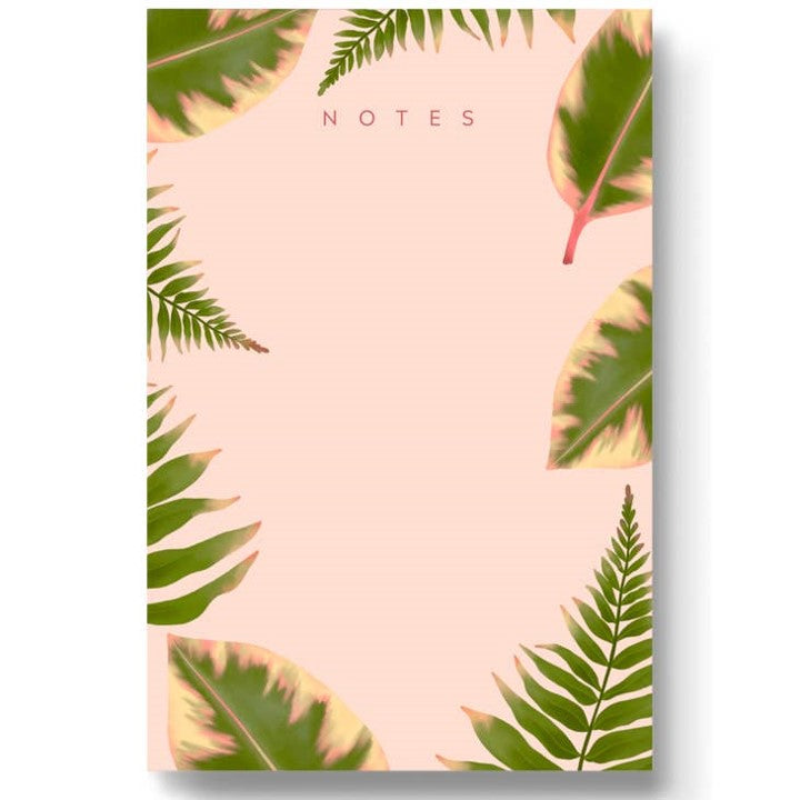 Pink Fern Leaves Notepad