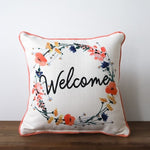 Welcome Poppy Wreath Pillow